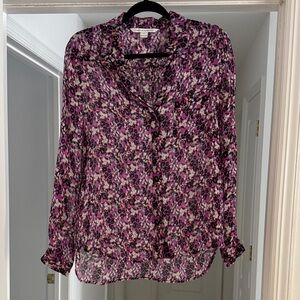 Diane Von Furstenberg Purple and Black Floral Blouse